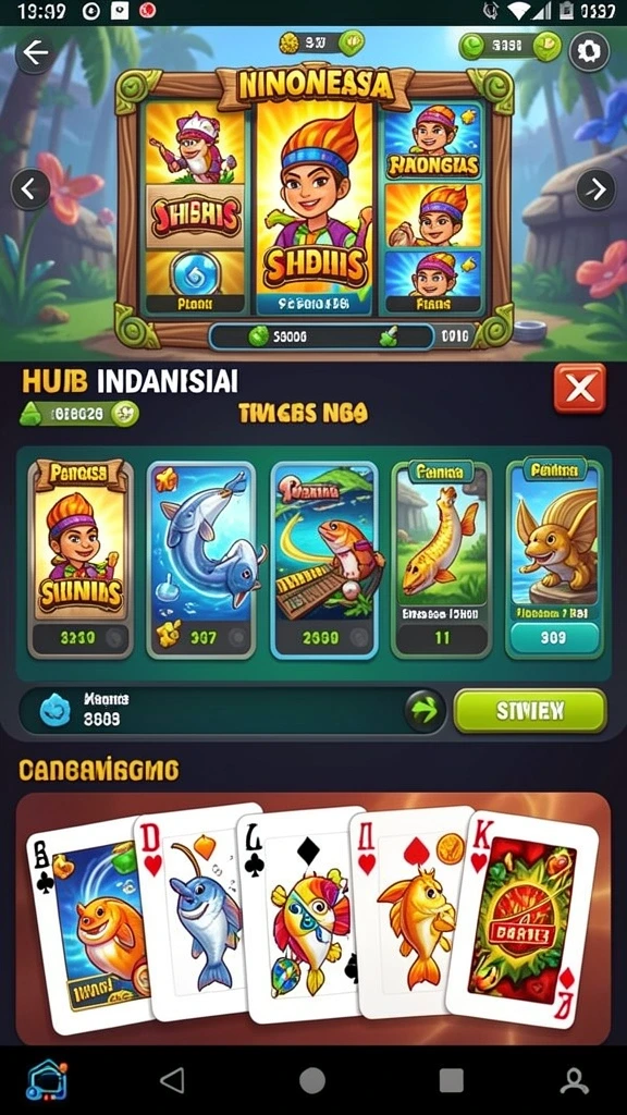 Screenshot menampilkan berbagai pilihan permainan yang tersedia.