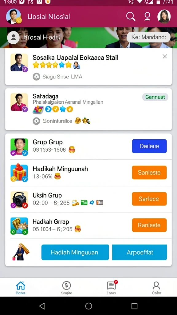 Fitur komunitas untuk berinteraksi dengan pemain lain.